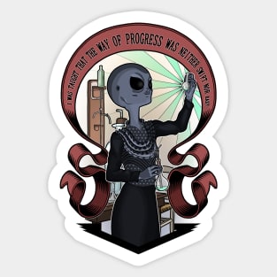 The alien Marie Curie - Color version Sticker